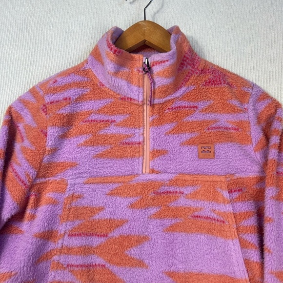 Billabong 1/4 Zip Womens MEDIUM Fleece Pullover Sweatshirt Aztec Southwestern - Picture 2 of 11
